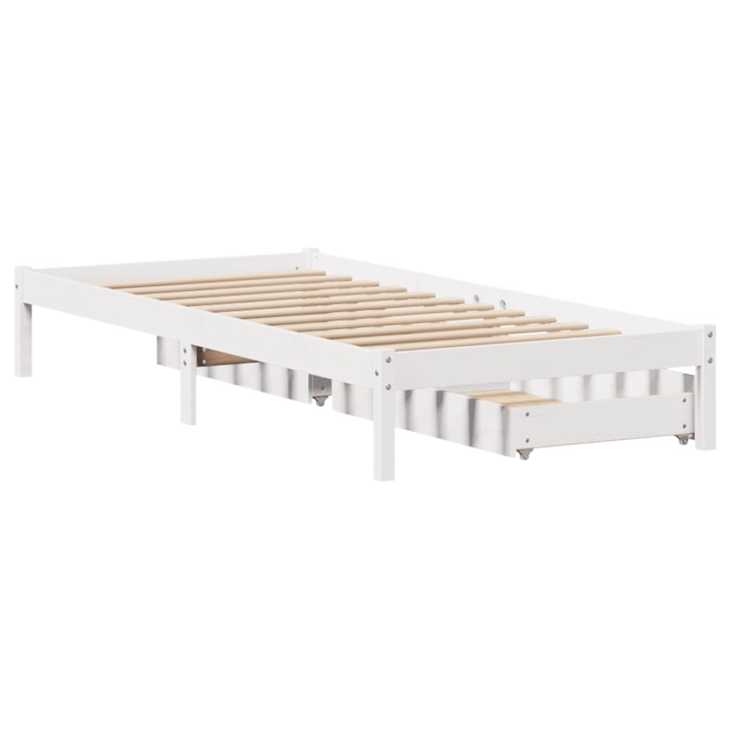 Cama sem colchão 90x190 cm madeira de pinho maciça branco