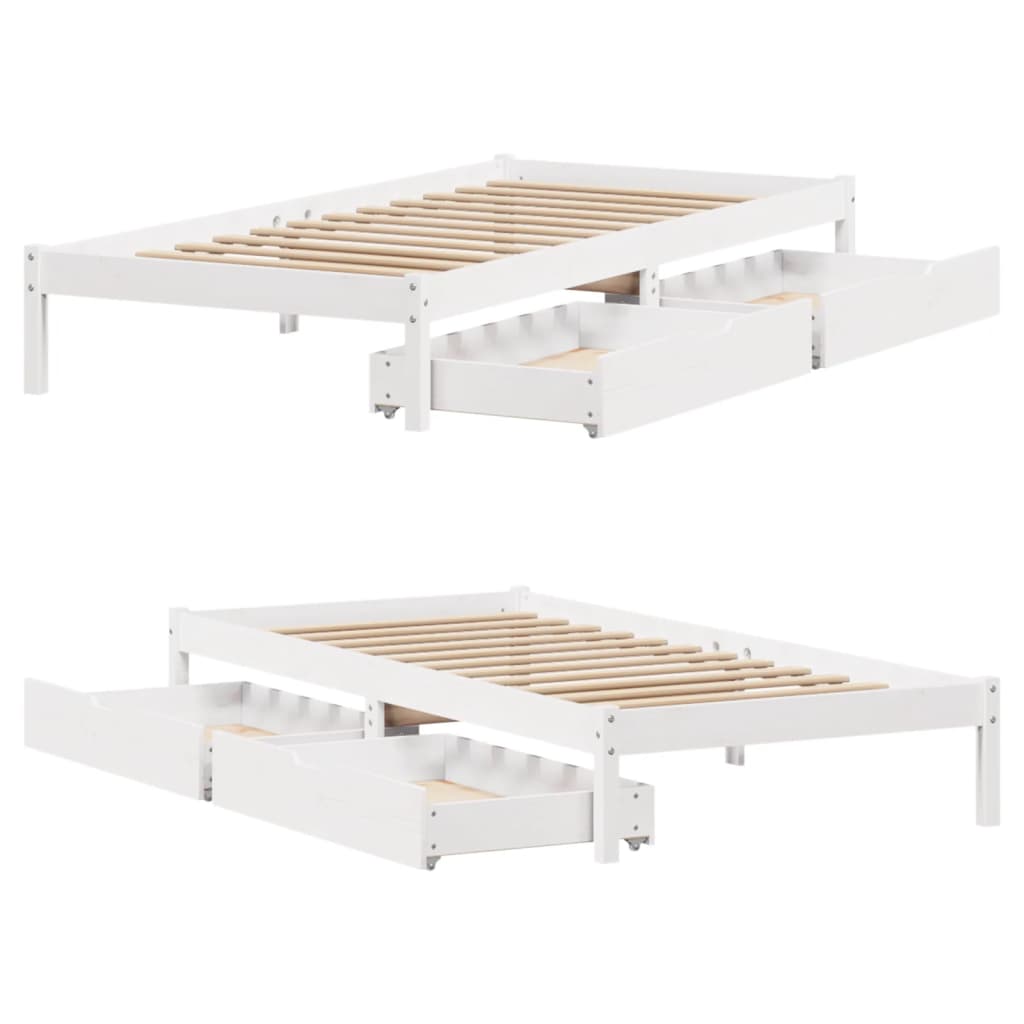 Cama sem colchão 90x190 cm madeira de pinho maciça branco