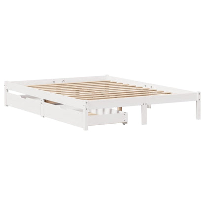 Cama sem colchão 140x190 cm madeira de pinho maciça branco