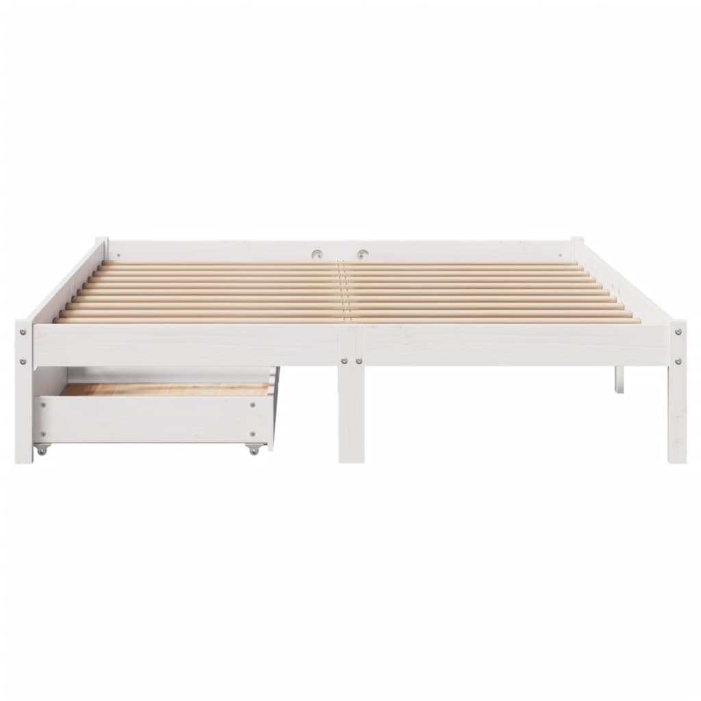 Cama sem colchão 140x190 cm madeira de pinho maciça branco