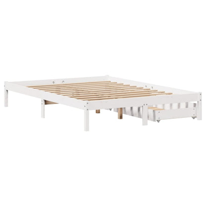 Cama sem colchão 140x190 cm madeira de pinho maciça branco