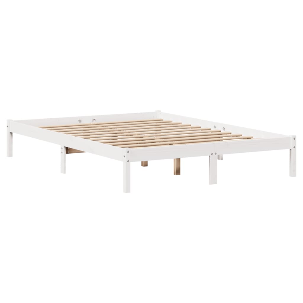 Cama sem colchão 140x190 cm madeira de pinho maciça branco