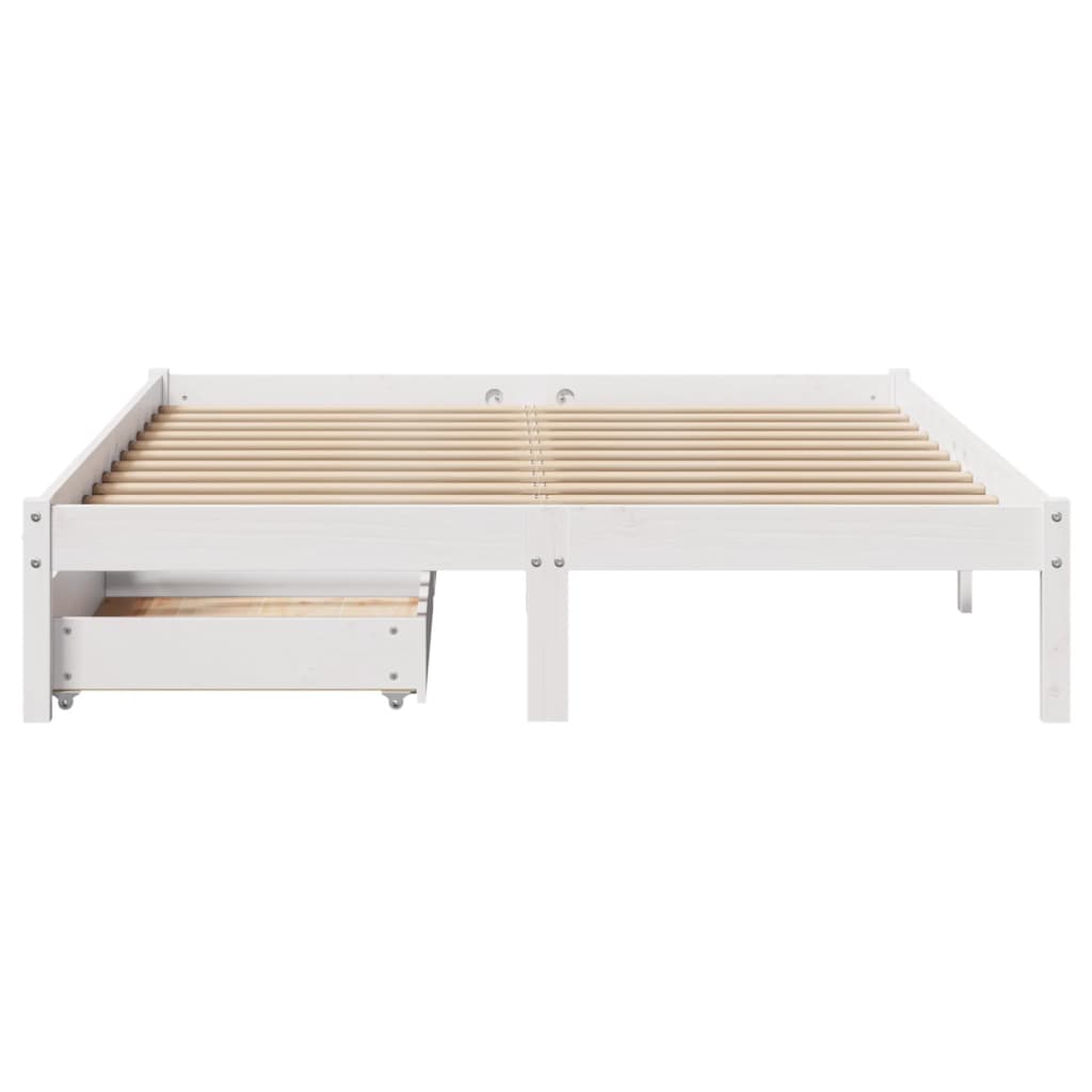 Cama sem colchão 150x200 cm madeira de pinho maciça branco