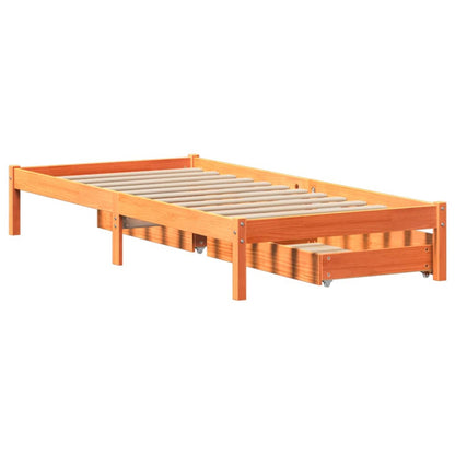 Cama sem colchão 90x190 cm madeira de pinho maciça castanho-mel