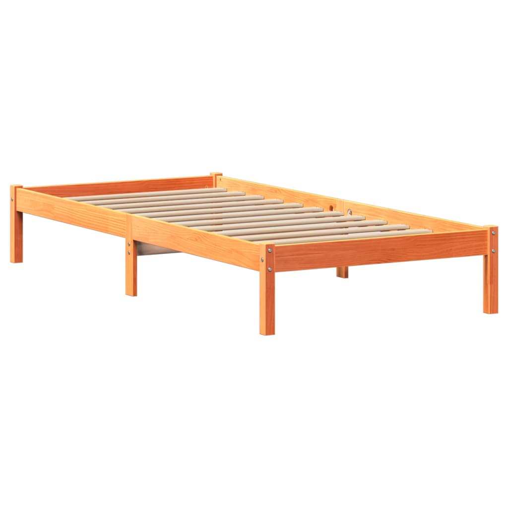 Cama sem colchão 90x190 cm madeira de pinho maciça castanho-mel