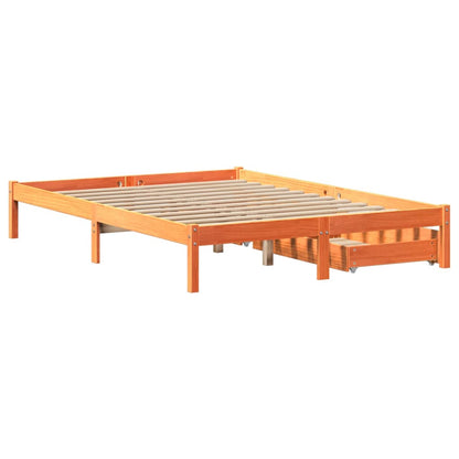 Cama sem colchão 135x190 cm madeira pinho maciça castanho-mel