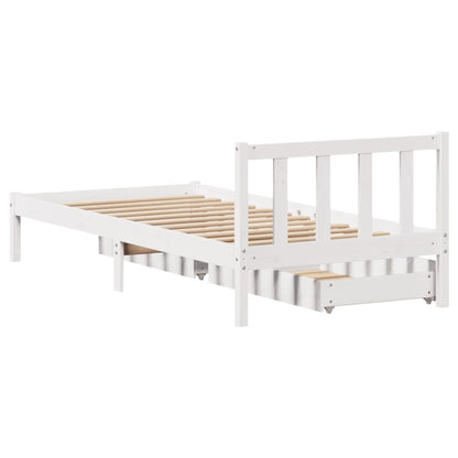 Cama sem colchão 90x190 cm madeira de pinho maciça branco