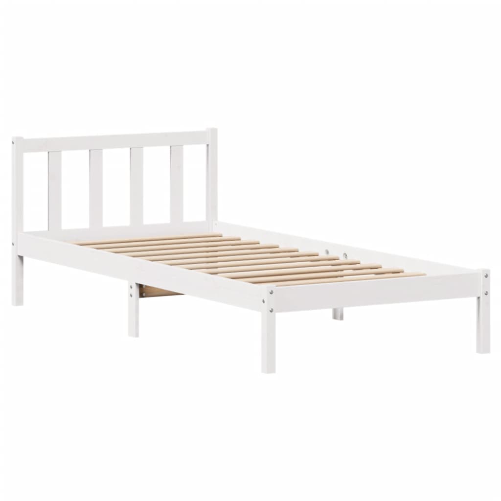 Cama sem colchão 90x190 cm madeira de pinho maciça branco