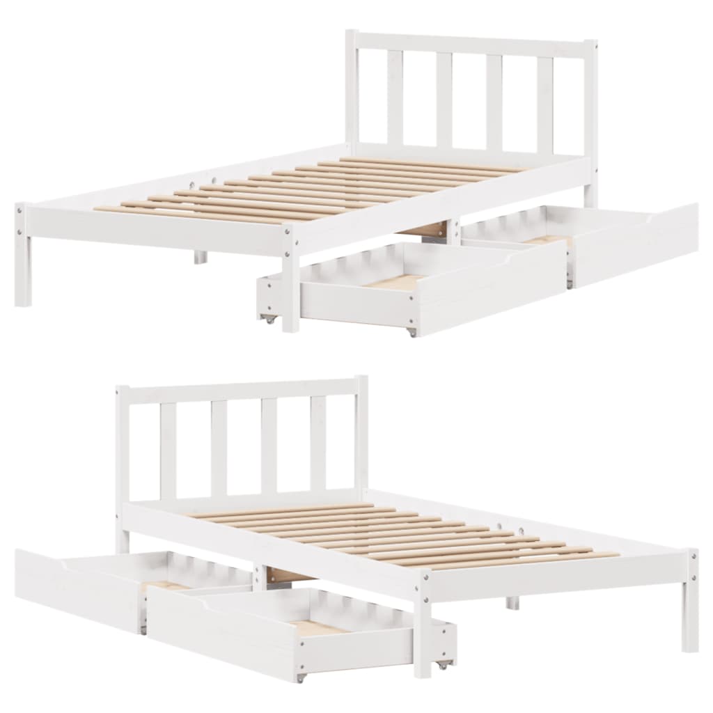 Cama sem colchão 90x190 cm madeira de pinho maciça branco