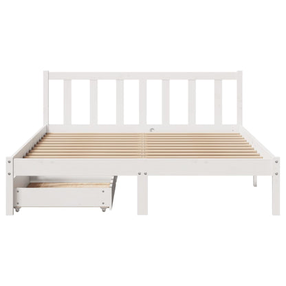 Cama sem colchão 140x190 cm madeira de pinho maciça branco