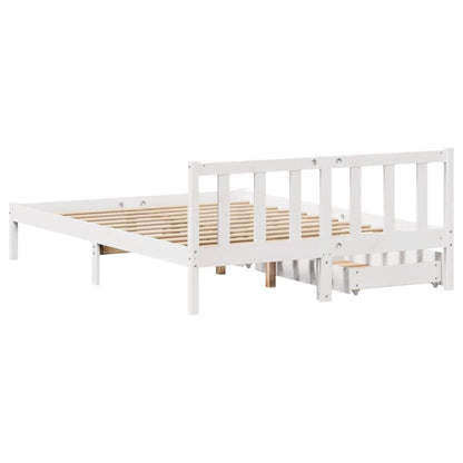 Cama sem colchão 140x190 cm madeira de pinho maciça branco