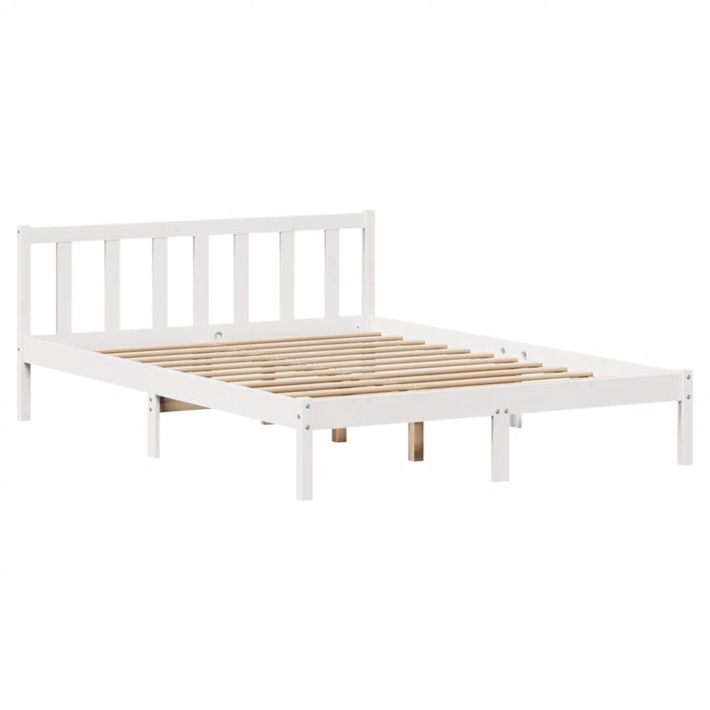 Cama sem colchão 140x190 cm madeira de pinho maciça branco