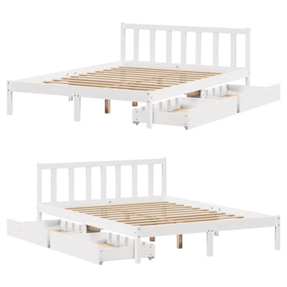 Cama sem colchão 140x190 cm madeira de pinho maciça branco