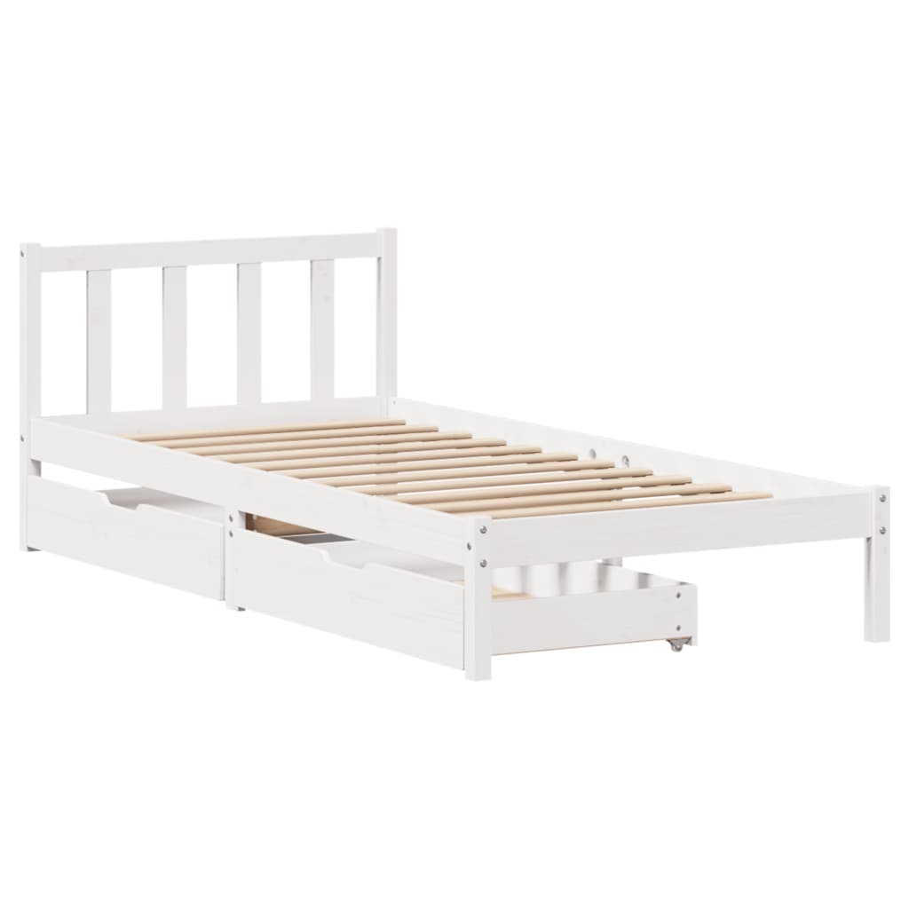 Cama sem colchão 90x200 cm madeira de pinho maciça branco