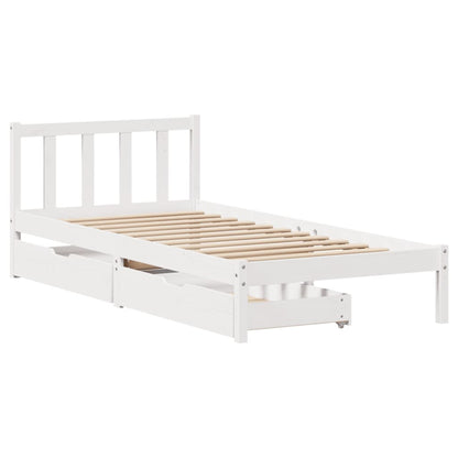 Cama sem colchão 90x200 cm madeira de pinho maciça branco