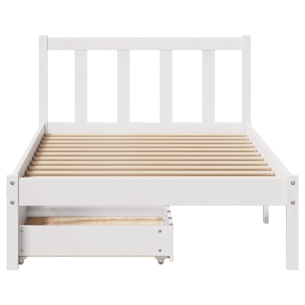 Cama sem colchão 90x200 cm madeira de pinho maciça branco