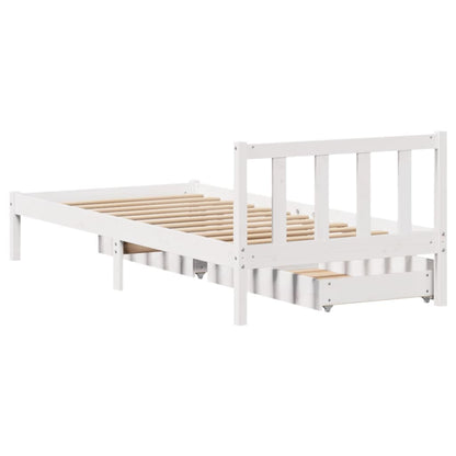 Cama sem colchão 90x200 cm madeira de pinho maciça branco