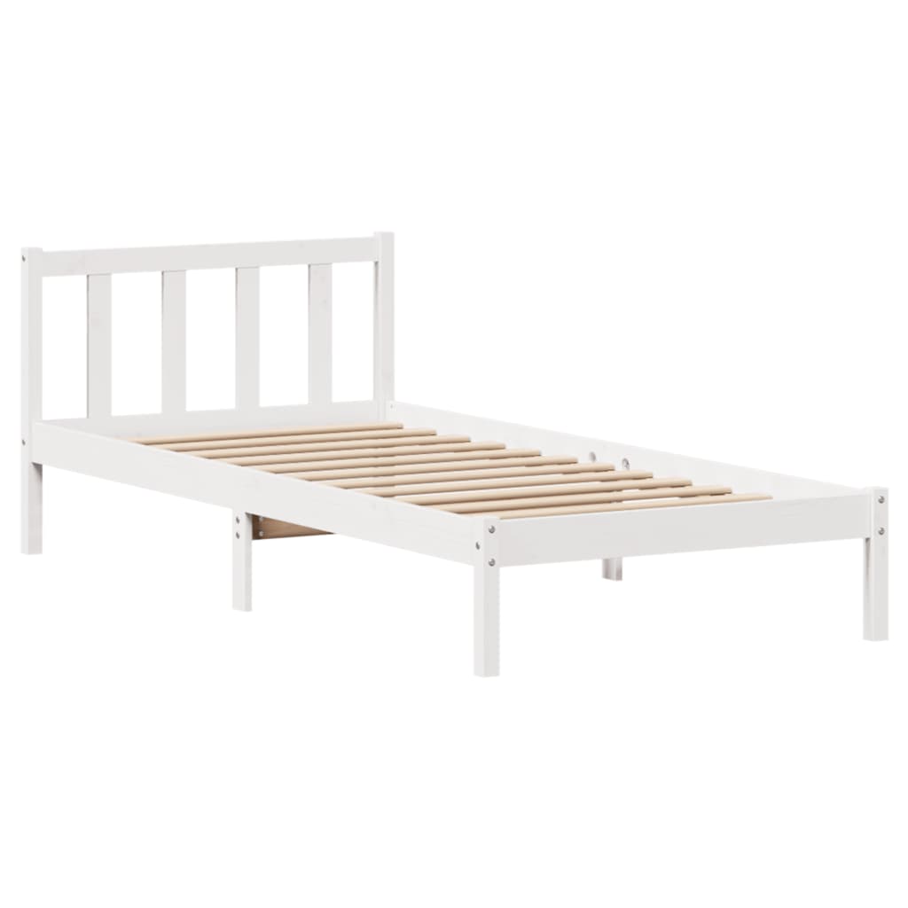 Cama sem colchão 90x200 cm madeira de pinho maciça branco