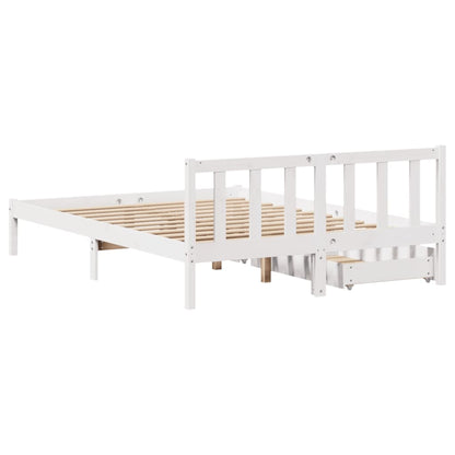 Cama sem colchão 120x200 cm madeira de pinho maciça branco