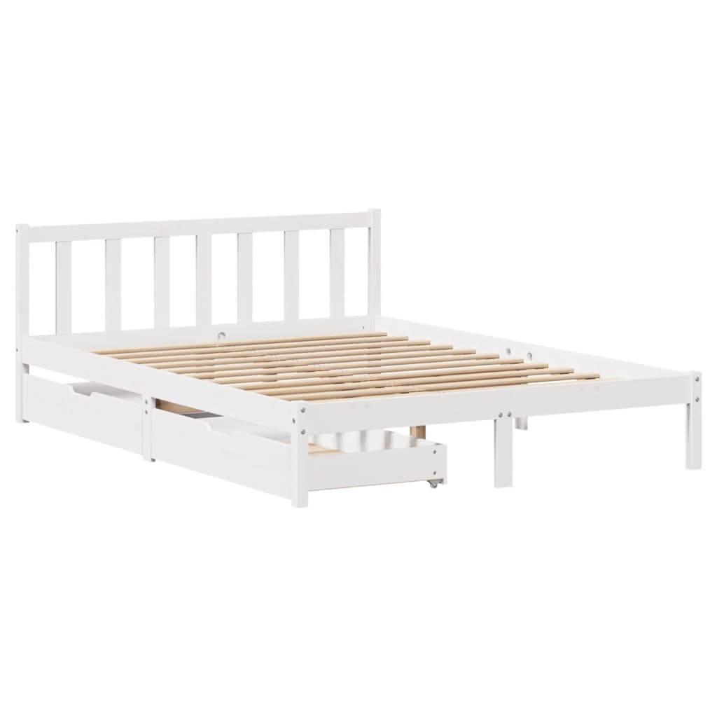 Cama sem colchão 150x200 cm madeira de pinho maciça branco