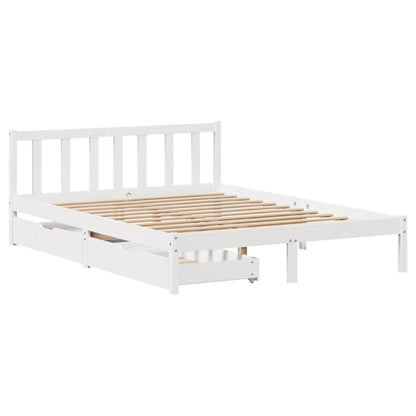 Cama sem colchão 150x200 cm madeira de pinho maciça branco