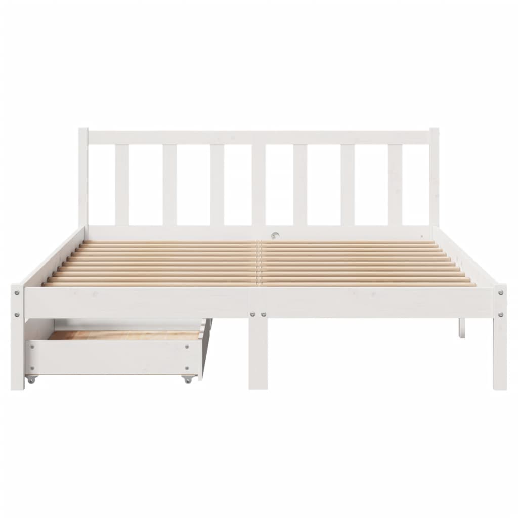 Cama sem colchão 150x200 cm madeira de pinho maciça branco