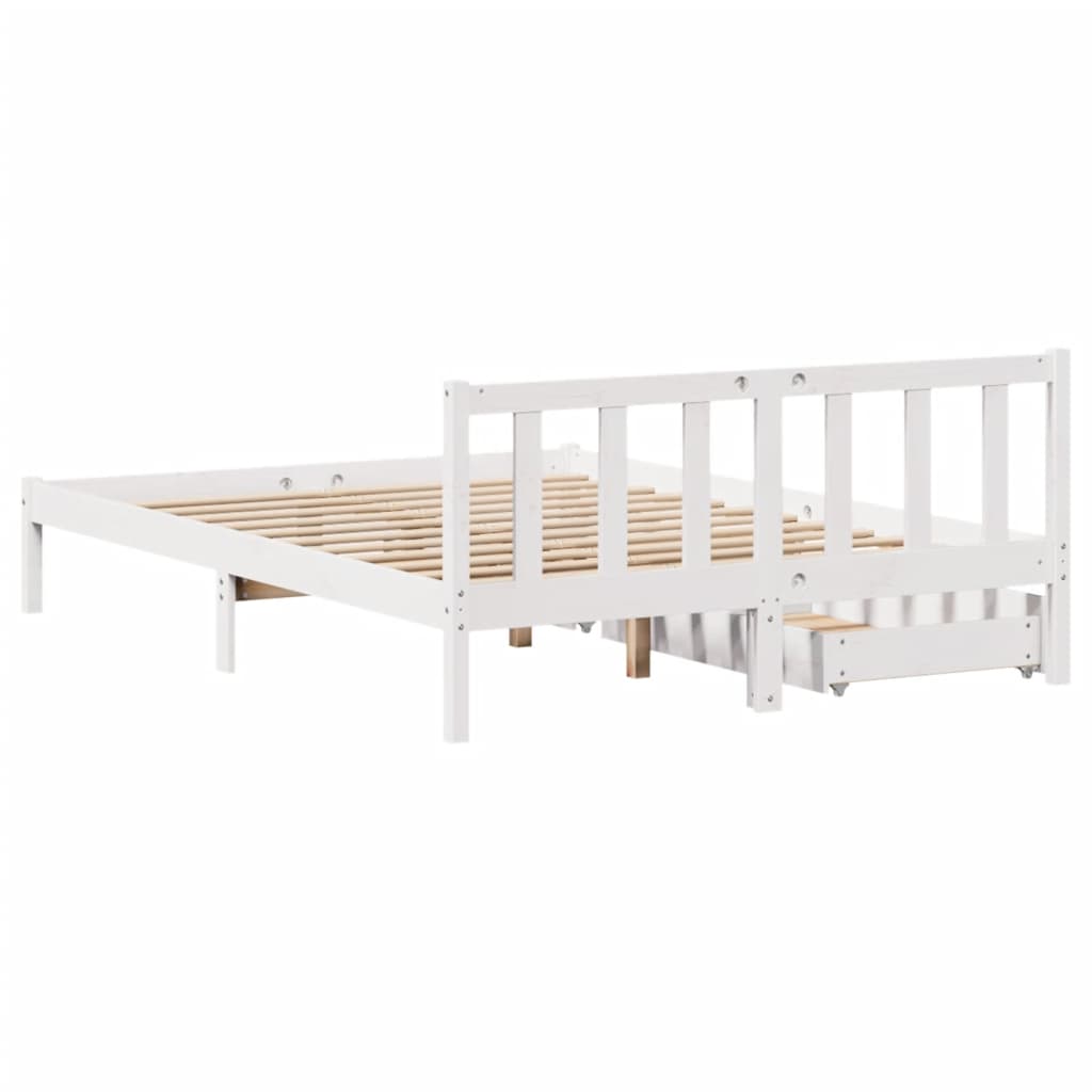 Cama sem colchão 150x200 cm madeira de pinho maciça branco