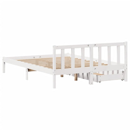 Cama sem colchão 150x200 cm madeira de pinho maciça branco