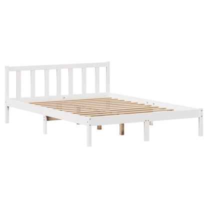 Cama sem colchão 150x200 cm madeira de pinho maciça branco