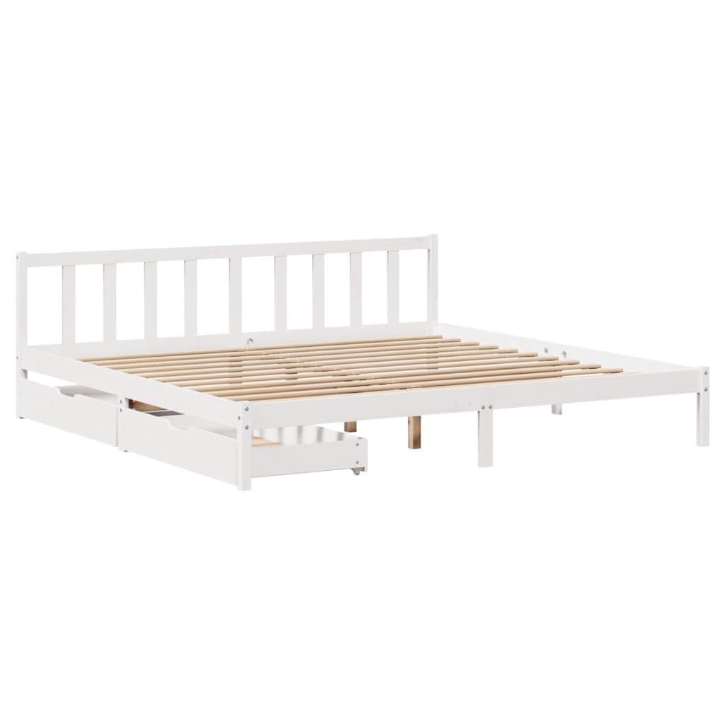 Cama sem colchão 180x200 cm madeira de pinho maciça branco