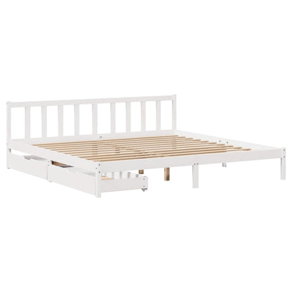 Cama sem colchão 180x200 cm madeira de pinho maciça branco