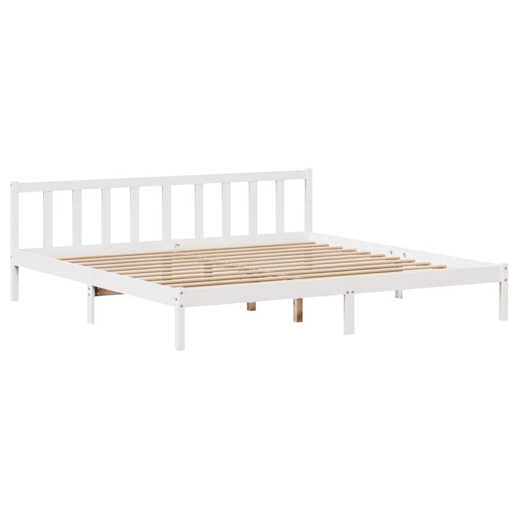 Cama sem colchão 180x200 cm madeira de pinho maciça branco