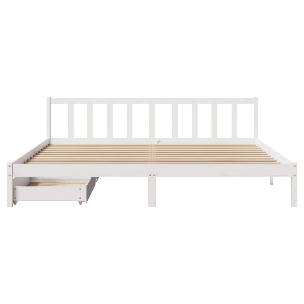 Cama sem colchão 200x200 cm madeira de pinho maciça branco