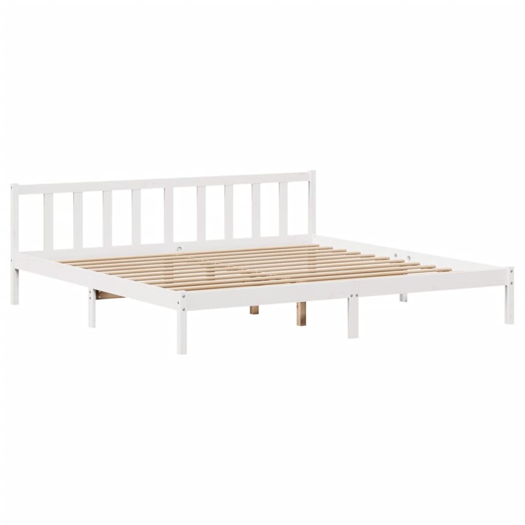 Cama sem colchão 200x200 cm madeira de pinho maciça branco