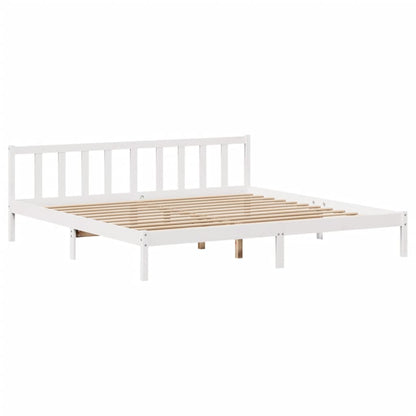 Cama sem colchão 200x200 cm madeira de pinho maciça branco