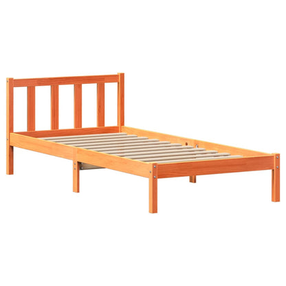 Cama sem colchão 75x190 cm madeira de pinho maciça castanho-mel