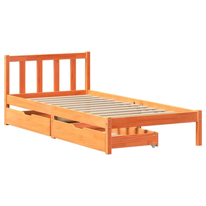 Cama sem colchão 90x190 cm madeira de pinho maciça castanho-mel