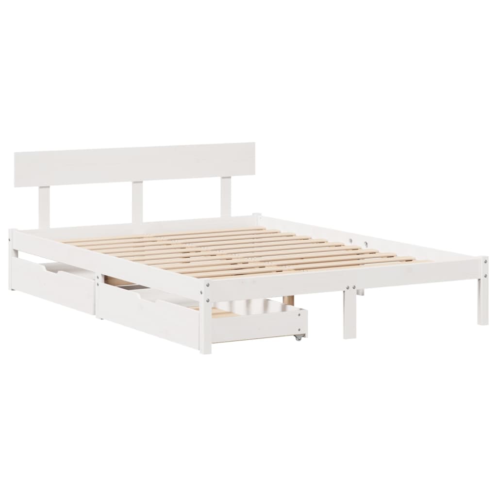 Cama sem colchão 120x190 cm madeira de pinho maciça branco