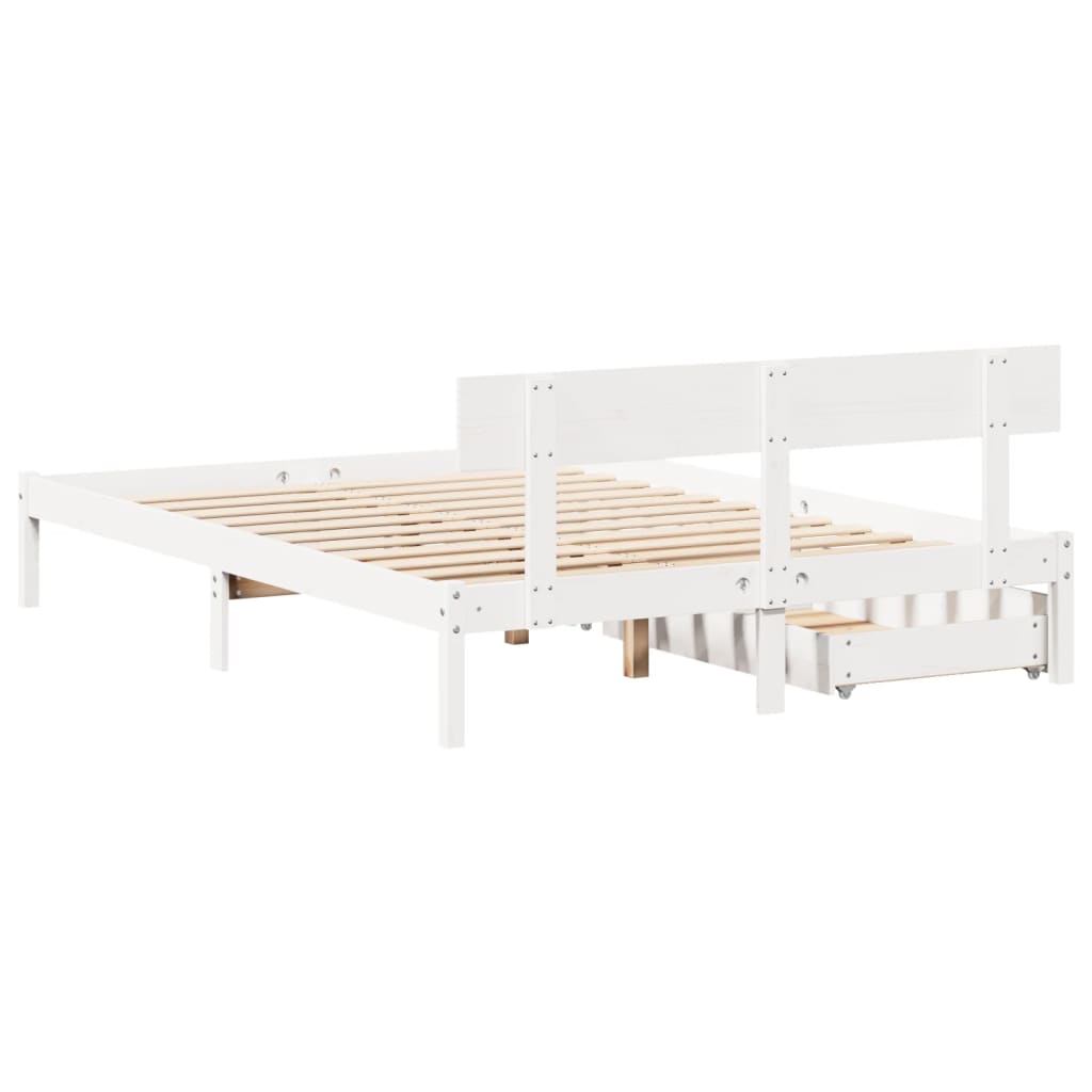 Cama sem colchão 135x190 cm madeira de pinho maciça branco