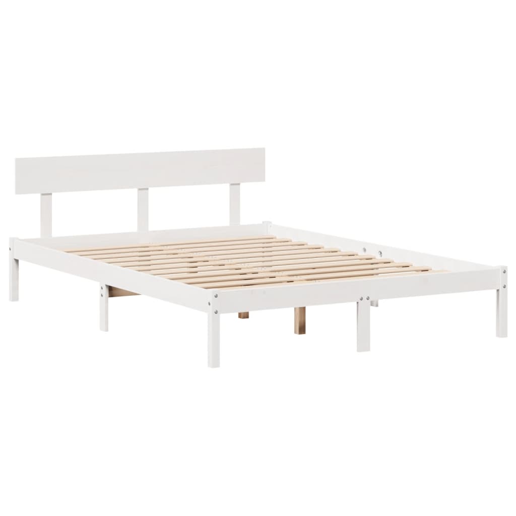 Cama sem colchão 135x190 cm madeira de pinho maciça branco