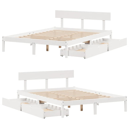 Cama sem colchão 135x190 cm madeira de pinho maciça branco