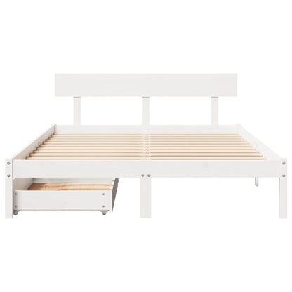 Cama sem colchão 140x190 cm madeira de pinho maciça branco