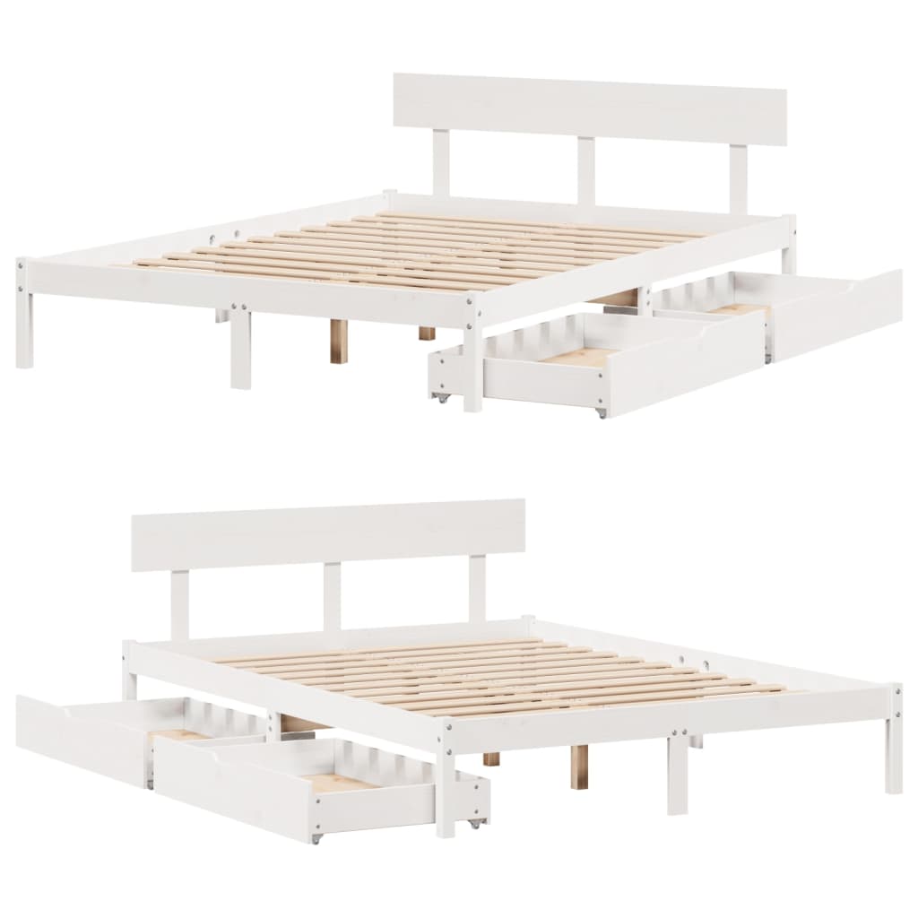 Cama sem colchão 140x190 cm madeira de pinho maciça branco