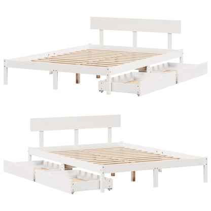 Cama sem colchão 140x190 cm madeira de pinho maciça branco