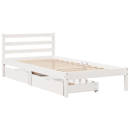 Cama sem colchão 75x190 cm madeira de pinho maciça branco