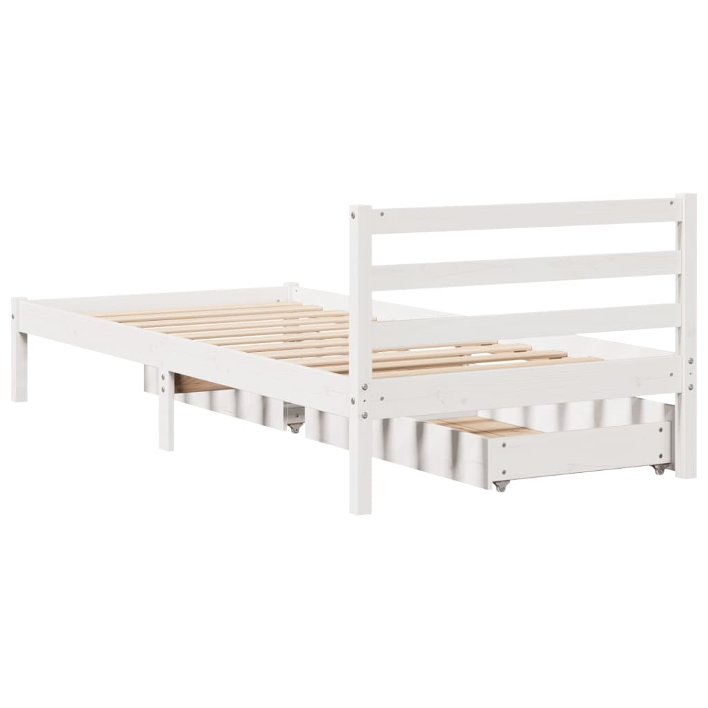 Cama sem colchão 75x190 cm madeira de pinho maciça branco