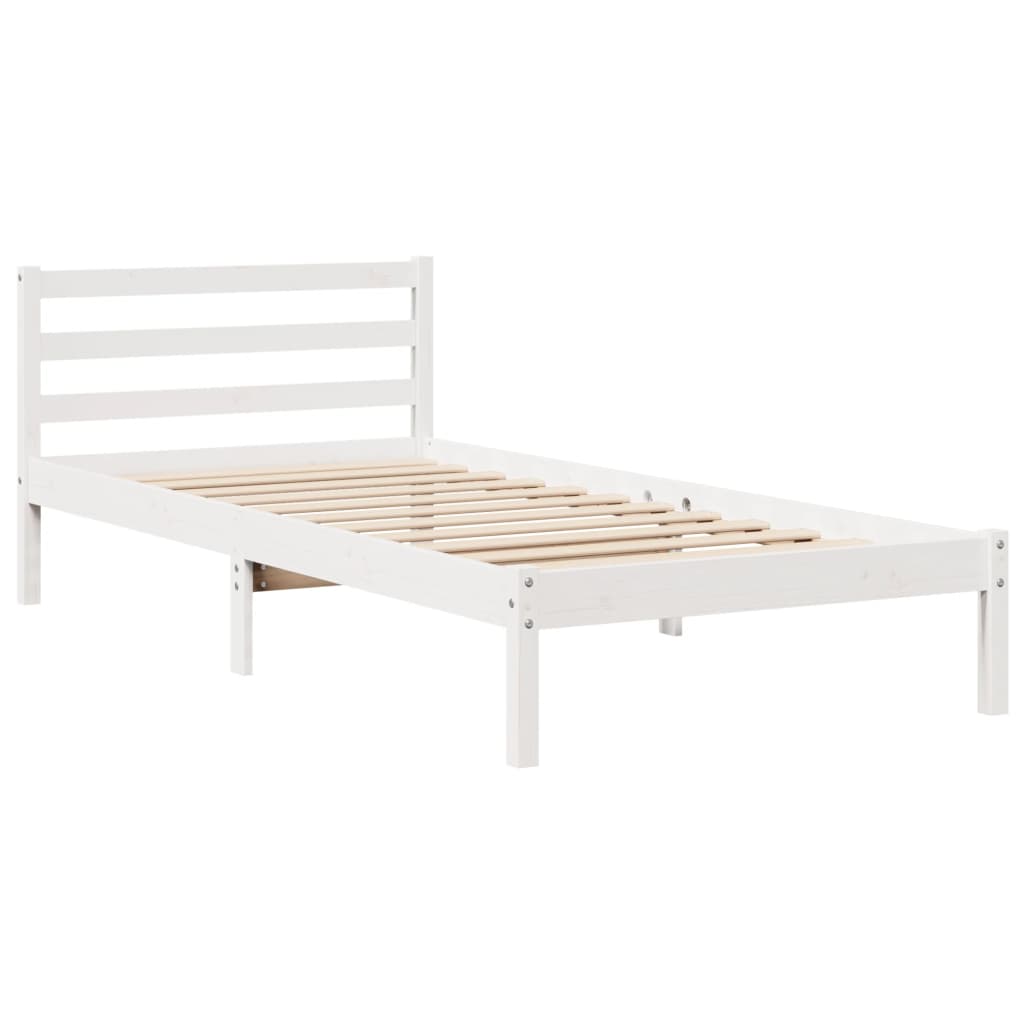 Cama sem colchão 75x190 cm madeira de pinho maciça branco