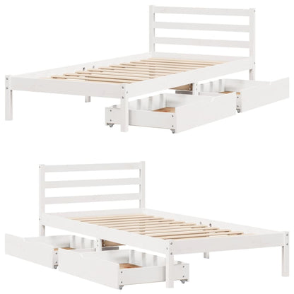 Cama sem colchão 75x190 cm madeira de pinho maciça branco