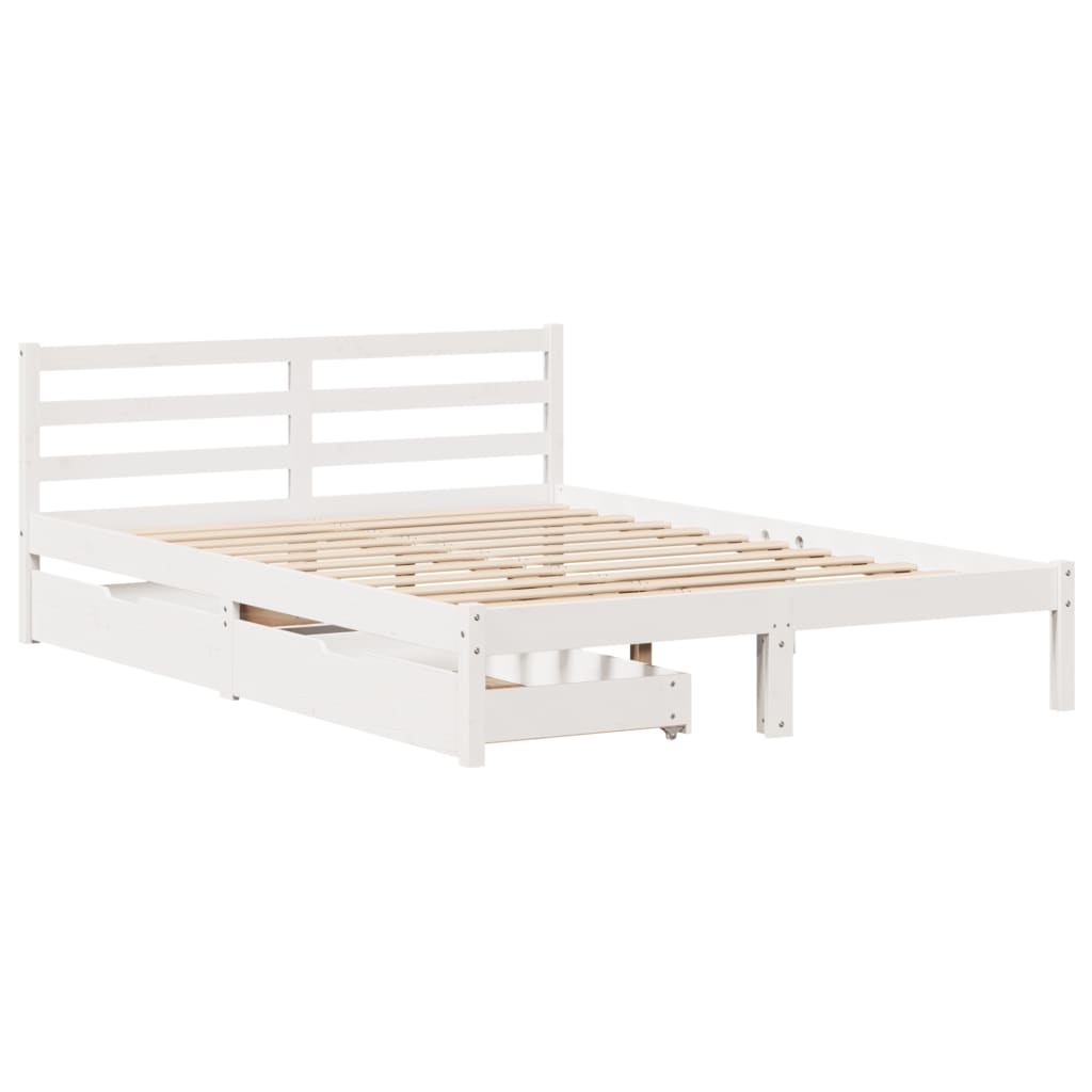 Cama sem colchão 120x190 cm madeira de pinho maciça branco