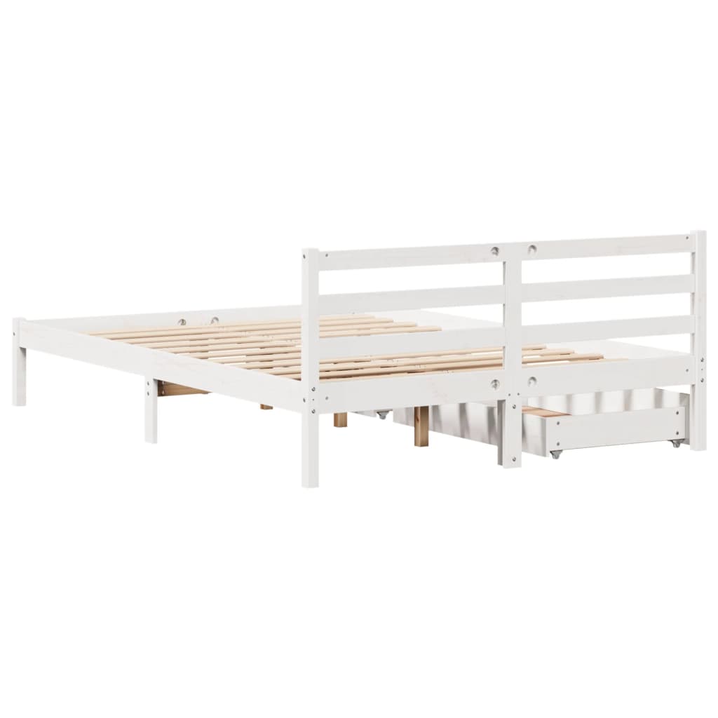 Cama sem colchão 120x190 cm madeira de pinho maciça branco